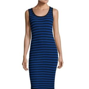 Michael Kors Blue & Black Stripe Midi Dress